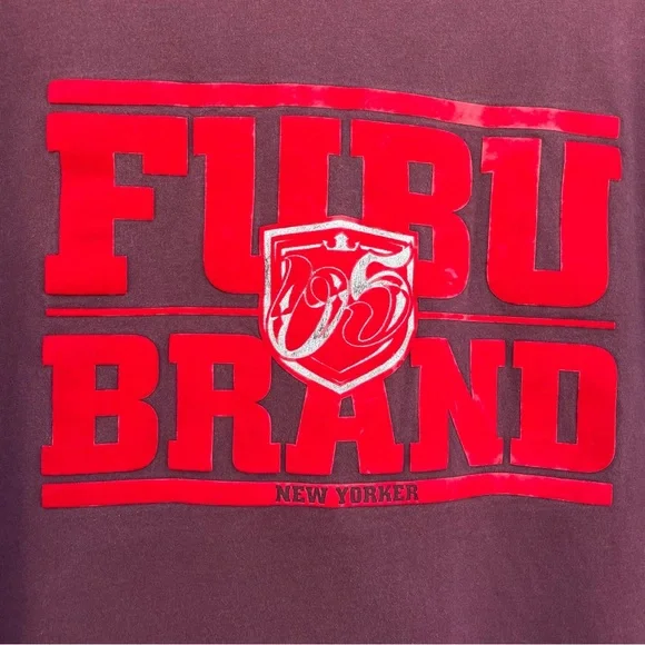 FUBU Maroon/Red Velvet Detail Graphic Tee XL - Picture 3 of 12